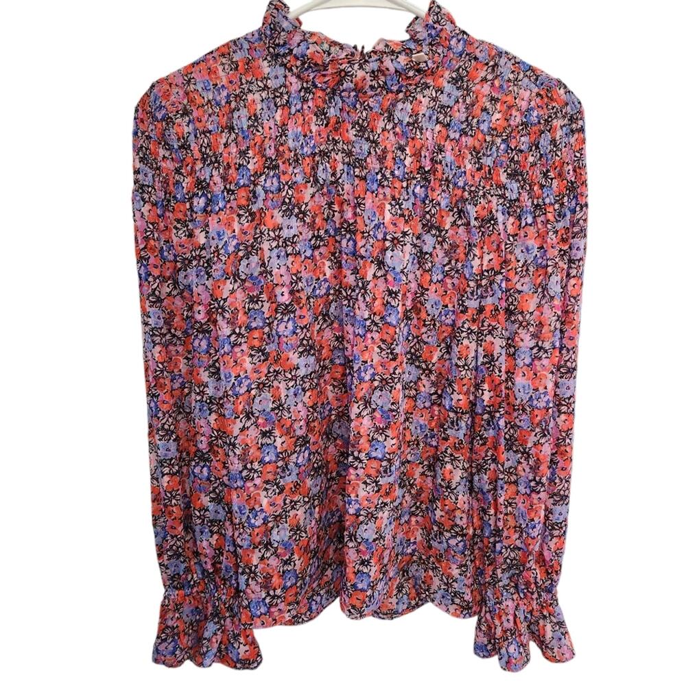 Rebecca Taylor Silk Blend Smock Floral Blouse 0‎ Cottage Farmhouse Bohemian